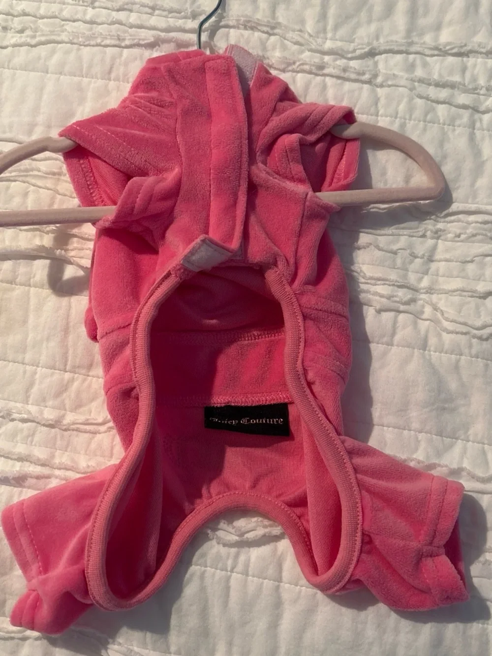 Juicy Couture Pink Velour Dog Hoodie with Rhinestone Logo